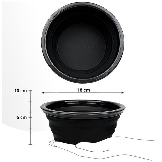 2 x siliconen kom campingservies picknick X-Bowl wandelen trekking bergbeklimmen rugzak outdoor opvouwbaar (2x zwart)
