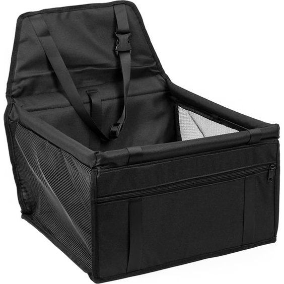 Hondenautostoel, hondenstoel auto met veiligheidsgordel, ademend, opvouwbaar, voor kleine honden, hondenautostoel voor achterbank, opvouwbaar, bescherming voor autostoelen, 40 x 34 x 25 cm