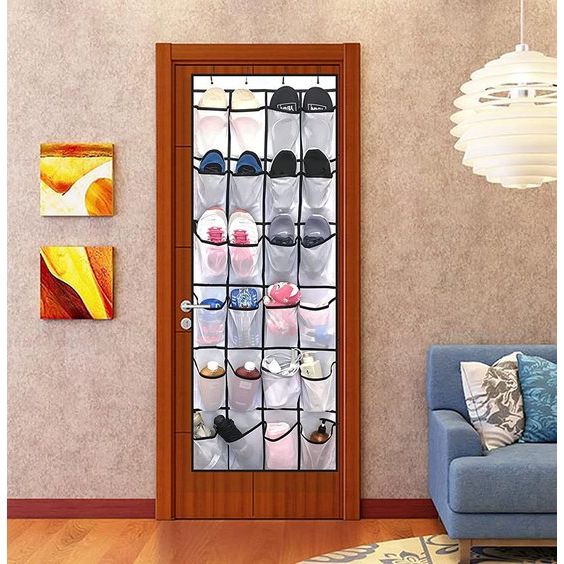 Over de deur schoenenorganizer, multifunctionele hangende organisatoren, hangende opbergtas voor slaapkamer, badkamer, kast, schoenenopslag hangend, 24 zakken, wit