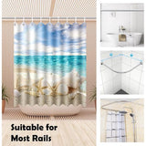 180 x 200 cm Fabric Shower Curtain Polyester Textile Anti-Mould Waterproof Washable for Bathroom Bath and Shower Ocean Style Decorate Curtain Shower Curtains with 12 Shower Curtain Rings