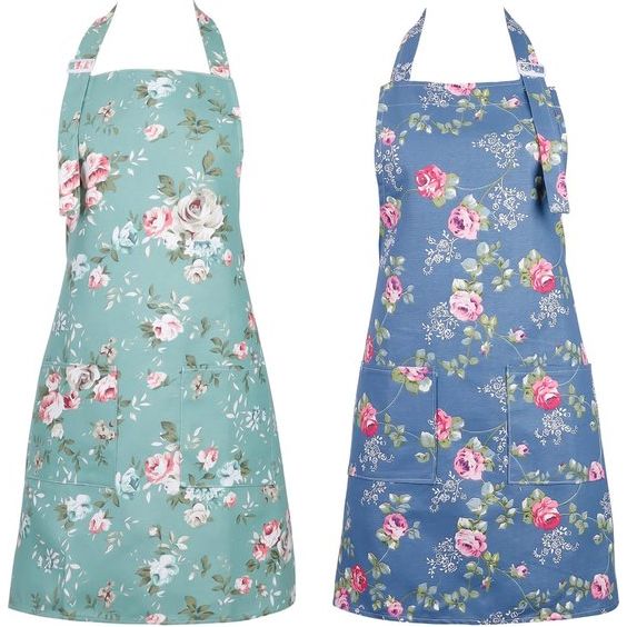 2 stuks schort kookschort met grote zakken voor dames, verstelbaar keukenschort Kitchen Chef Aprons grillschort voor unisex om te koken, grillen, multicolor