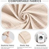 Stoelhoezen, set van 4, universele stretch stoelhoezen, moderne jacquard hoes, afneembare stoelhoes, eetkamerhoes, bi-elastische hoes, voor banketdecoratie en bruiloftsfeesten (beige, set