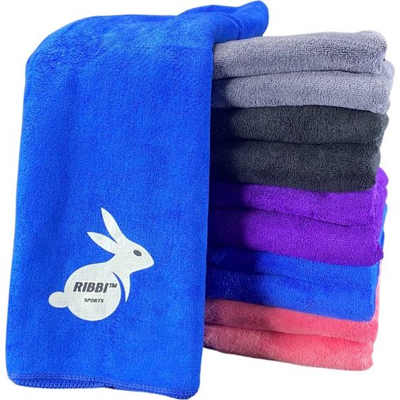 Ribbi - Premium microvezel handdoek, inclusief opbergtas – geschikt voor fitness & sport, strand, yoga, badhanddoek, sauna en meer -40x100cm - Blauw