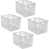 Set van 4 multifunctionele metalen manden - flexibele opbergmand voor de keuken, voorraadkast enz. - compacte en universele draadmand met handvatten - chroomkleurig
