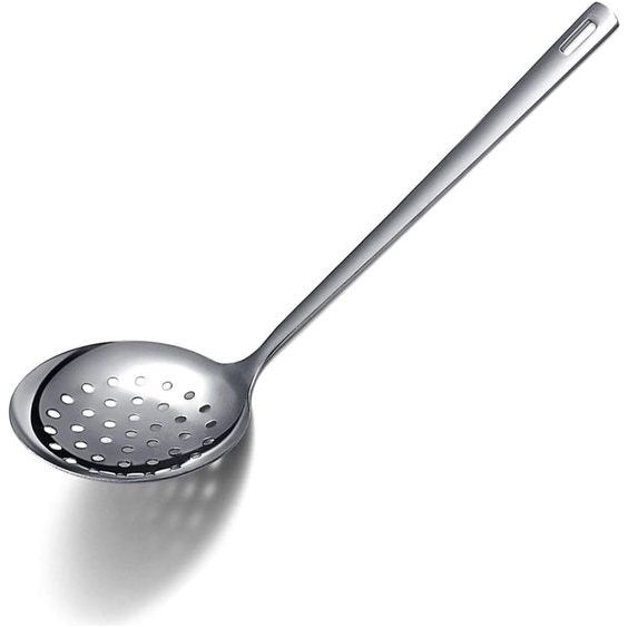 Roestvrijstalen skimmer, Berglander metalen zeef, keukenskimmer voor kookgerei met antiaanbaklaag, antiaanbaklaag en hittebestendig, vaatwasmachinebestendig, gemakkelijk schoon te maken
