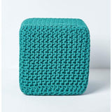 zitpoef zitkubus 35 x 35 cm, zitkussen gebreid poef, grof gebreide bekleding van 100% katoen, vulling van 100% polystyreen