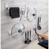 Towel Rail 5 Hooks No Drilling Kitchen Rail Hanging Rail Self-Adhesive Towel Holder Bathroom and Kitchen No Drilling Stainless Steel 40 cm (2)