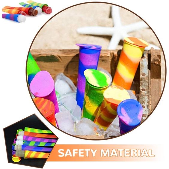 Set van 6 siliconen ijsvormpjes, ijslolly ijslollyvormpjes met deksel, herbruikbare siliconen ijsvormpjes, waterijslollykleuren, BPA-vrij, doe-het-zelf ijslollyvormpjes voor zelfgemaakte ijslolly's