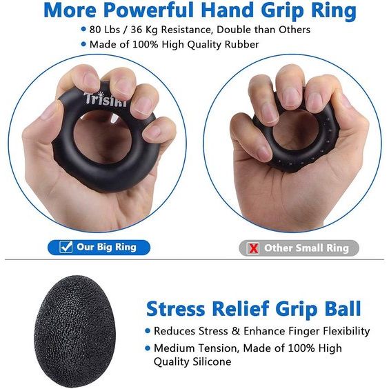 Handtrainer vingertrainer (set van 6) counting onderarmtrainer trainingsset, handgrijper met instelbare weerstand, 2-vinger-trainingssessie, vingerafstand, greepring