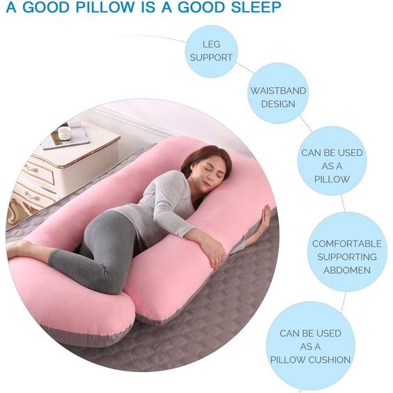 Zwangerschapskussen, zijslaapkussen, voedingskussen, U-vormig XXL steunkussen, 70 x 145 cm, groot lichaamskussen met afneembare en wasbare hoes, U-vormig zwangerschapslichaamskussen
