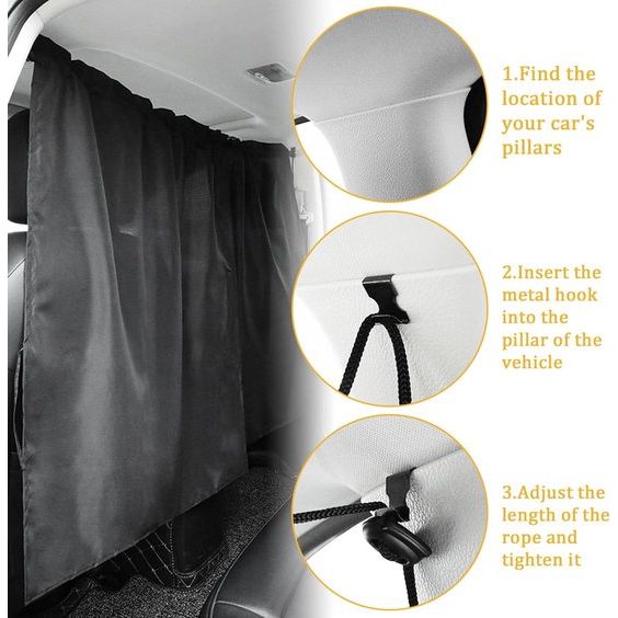 Auto-privacygordijnen Autoscheidingsgordijnen 100 x 180 cm Afneembare autogordijnen Zwart autogordijn Achterverduisteringsgordijn Autogordijnen voor auto Zijruit Reizen Kamperen