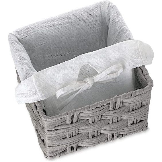 Set van 2 vierkante opbergmanden, gevlochten van papieren touw, handgevlochten manden, organizer, opbergmand met voering, 18 x 18 x 14 cm, grijs