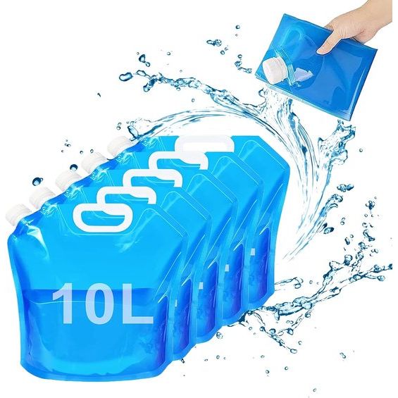 4 stuks opvouwbare waterjerrycan, 10 liter draagbare waterzak, waterreservoir met dicht deksel, BPA-vrij, levensmiddelenkwaliteit voor kamperen, wandelen, noodgevallen