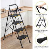4-traps ladder Trapladder 4 treden opvouwbaar met antislip breed pedaal en leuningen Lichtgewicht huishoudladder voor uw keuken, bijkeuken, kasten, kantoor