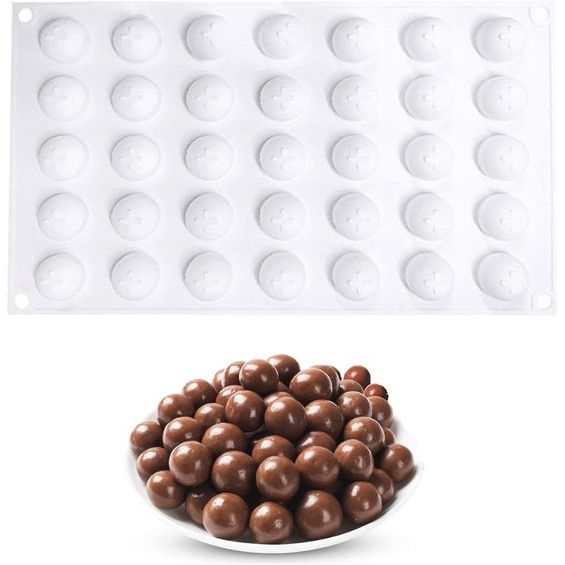 Chocoladevormen, bolvorm, siliconen vorm, 35 gaten, Ø 2 cm, chocolade-vorm, bal, siliconen vorm voor doe-het-zelf chocolade, ballen, cake, ijsballen, gelei, ijsblokjes, snoep, dome-mousse