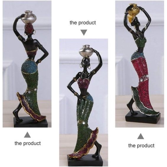 2 stuks Afrikaanse dame sculptuur stammen dame figuur beeldjes hars handwerk verzameling standbeeld vintage desktop ornamenten