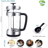 French Press koffiezetapparaat koffiepers van roestvrij staal met borosilicaatglas, antislip soft handvat, 1000ml (8 kopjes)