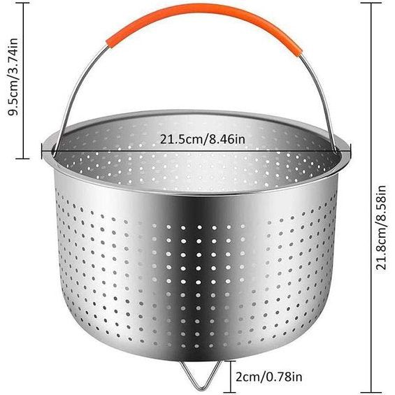 Roestvrijstalen stoommand, accessoires voor snelkookpannen, roestvrijstalen stoominzet met siliconen handvat, passende snelkookpan, snelkookpan voor pannen, kookpotten, snelkookpan, groenten stomen, fruit, eieren