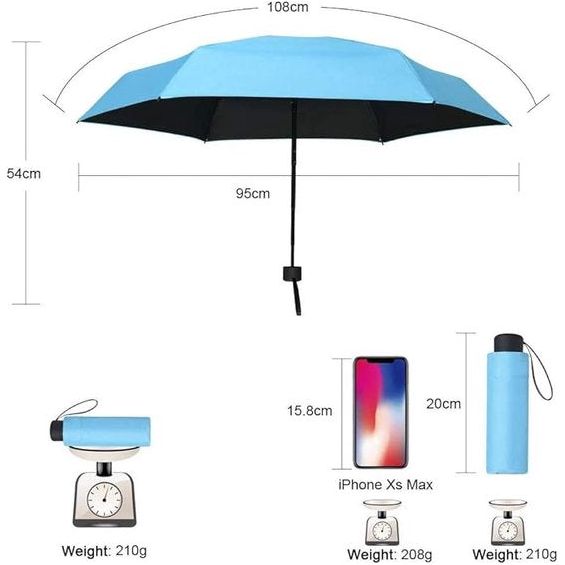 Mini-paraplu, zakparaplu, zonwerende paraplu, UV-opvouwbare paraplu voor buiten, klein, lichtgewicht, UV-opvouwbaar voor volwassenen en kinderen