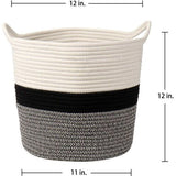 opbergmand van katoen, touw, wasverzamelaar, gevlochten mand, babyspeelgoedopbergcontainer met handvat, voor woonkamer, kinderkamer, badkamer, 30 x 30 cm