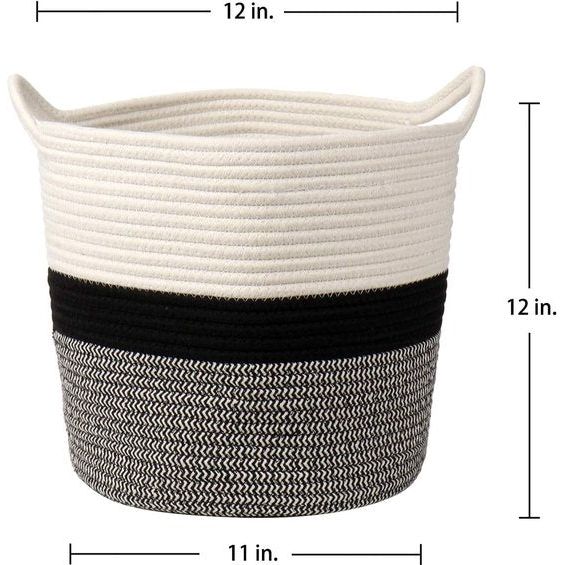 opbergmand van katoen, touw, wasverzamelaar, gevlochten mand, babyspeelgoedopbergcontainer met handvat, voor woonkamer, kinderkamer, badkamer, 30 x 30 cm