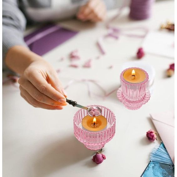 glazen kandelaars voor kerk, bruiloft, verjaardag, feest, diner, cadeau, kaarsenhouder 6 stuks voor theelicht/conische kaars, 2-in-1 theelichthouder