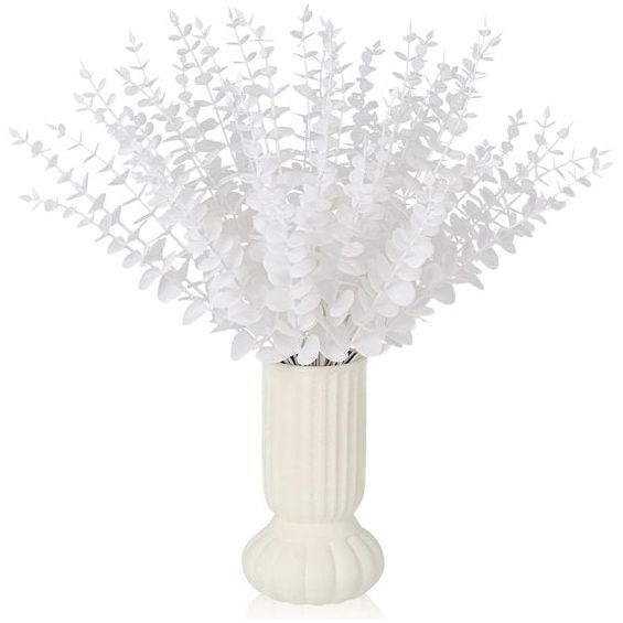 45 stuks kunstmatige eucalyptus takken, bladeren, eucalyptusbladeren, decoratie, eucalyptus, kunstplanten voor bloemstukken, huis, bruiloft, feest, tafel, centerpiece, decoratie, wit