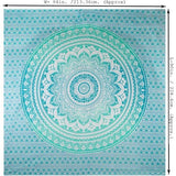 Katoenen mandala wandtapijt, zeegroen, hippie, boho, wandtapijt, 228 x 213 cm