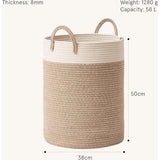 Gevlochten mand katoenen touw opbergmanden - grote katoenen mand, wasmand voor deken, kinderspeelgoed, mand L wasmand voor kinderkamer 58L
