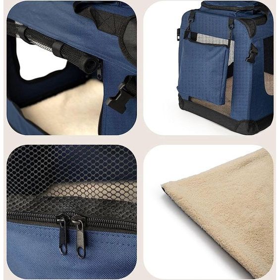 Hondentransportbox, hondentas, hondenbox, opvouwbare tas voor kleine dieren, (L) 70x52x50 cm blauw