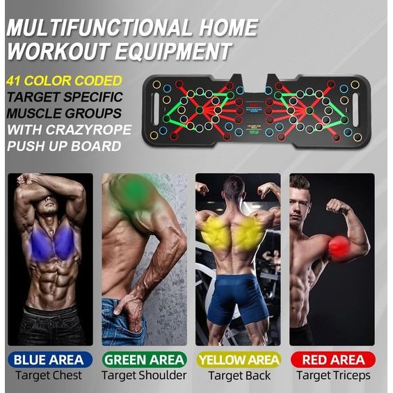 Opvouwbaar 41-in-1 push-up board met teller, brede push-upplank met handgreep voor spiertraining en krachttraining, 41 combiposities