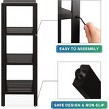 Badkameropbergrek, 4 niveaus, bamboerek, organizer, multifunctioneel rek voor woonkamer, slaapkamer, keuken (zwart)
