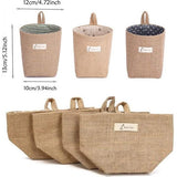 Opbergmanden, 4 stuks opbergtas van katoen en linnen, opvouwbare opbergmand met handvat, kleine hangmand voor speelgoed, make-up, sleutels, kleine voorwerpen