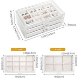 Acryl Sieraden Organizer Sieradendoos voor Dames Doorzichtige Sieradenopslag Sieradendoos Sieradendoos met 3 Laden voor Oorbellen, Ringen, Armbanden -Wit