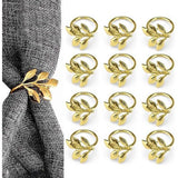 Pak van 12 gouden servetringen, servetringen, bladeren servethouders, metalen servetgespen bladeren voor bruiloft, Kerstmis, verjaardag, Valentijnsdag, familiereünie, etentje