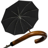 Men's Automatic Umbrella with Real Wood Round Hook Handle, black, Umbrella XXL automatic