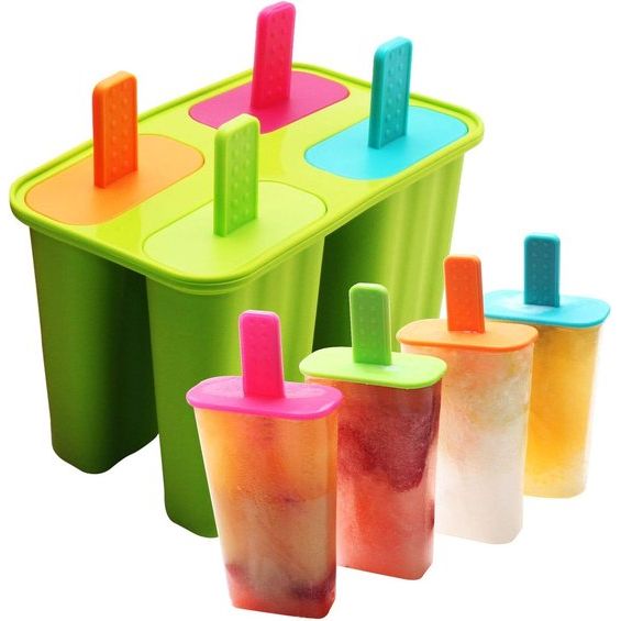 IJsvormen van siliconen, set van 4 ijsvormen, BPA-vrij, FDA-gecertificeerd, levensmiddelenkwaliteit, siliconen ijslolly mold met sticks en druppelbescherming