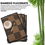 Bamboe placemats voor eettafel, placemats set van 4, vlekbestendige, hittebestendige placemats, duurzame en robuuste eetplacemats voor keukentafel (30 x 44 cm, zwart)