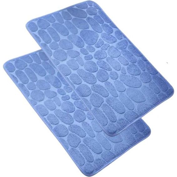 Badmat, multifunctionele mat, absorberende mat, huismat, antislipmat 60 x 40, antislipbadmatten (lichtblauw x2)...