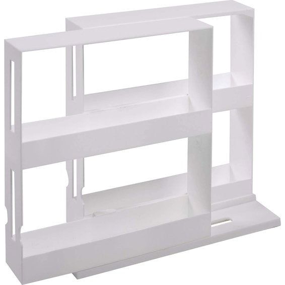 Kruidenrek, uittrekbaar, wit, draaibaar opbergsysteem voor specerijen en medicijnen, ruimtebesparend nisrek van kunststof, ideaal als kastinzet in keuken en badkamer, 27,5 x 10,5 x 28 cm