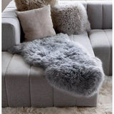 Imitatie lamsvacht schapenvacht tapijt, art bont in superzachte lamsvacht imitatie, wollen tapijt, langharige vachtlook, wil bedkleed, bankmat (60 x 90 cm, grijs)