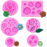 6 stuks 3D fondant mallen bloem siliconen bakvorm roos bloem siliconen mal fondant snoep chocolade roos siliconen mal voor cake, chocolade, snoep, kaars