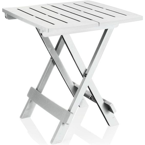 Klaptafel van kunststof, bijzettafel voor tuin, terras en balkon, ruimtebesparende tuintafel voor camping (01 x wit)