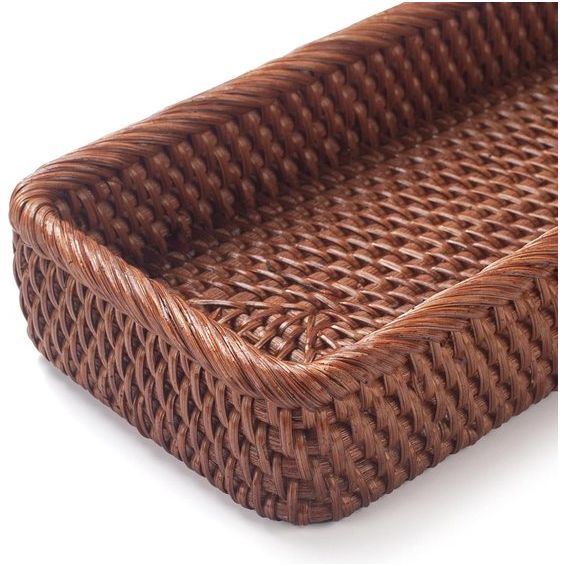 Badkamerijdelheid Trays Toiletcontainer Mandopslag Lange smalle handdoekopslagmand voor opslag, Decoratief (Honingbruin 26 x 12,5 x 4,5 cm)