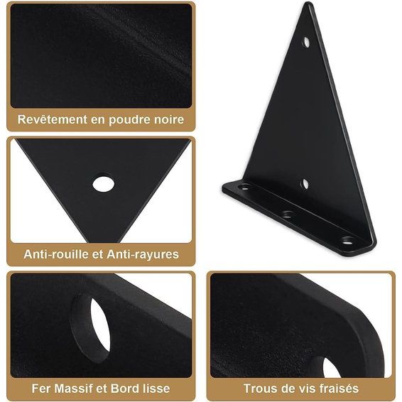 Set van 4 plankbeugels driehoek 14 cm zwevende ijzeren wandplank metalen open planken voor handwerk Vertaling: Set van 4 driehoekige plankbeugels van 14 cm, zwevende ijzeren wandplank, metalen open planken voor handwerk.