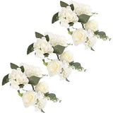 Set van 3 kaarsenringen voor conische kaarsen, rozen kaarsenkrans, bloemenkrans, decoratieve krans, rozenkoppen krans, hanger voor Pasen, bruiloft, Valentijnsdag, middenstukken, tafeldecoratie, wit.