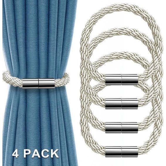 Magnetische Gordijn Tiebacks Tiebacks voor Gordijnen Gordijn Clips Touw Terug Gordijn Houder Gordijn Gesp Gordijn Houder voor Thuis Woonkamer Kantoor Raamdecoratie 4 Stuks (Beige
