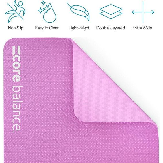 TPE yogamat & schouderriem, gemaakt van 6 mm dik schuim, antislip en scheurvast, milieuvriendelijk materiaal, ideaal voor Pilates, geurloze fitnessmat, 183cm x 65cm x 6mm, 6 verschillende kleuren