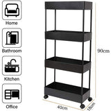 4-laags opbergwagen met uitschuifbare rolwagen Mobiele plank Trolley Organizer Wielwagen voor keuken Badkamer Wasruimte Kantoor (zwart)