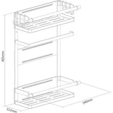 Magnetisch zijrek, belastbaar tot 12 kg, hangrek met afneembare haken en houten stokken, zwart